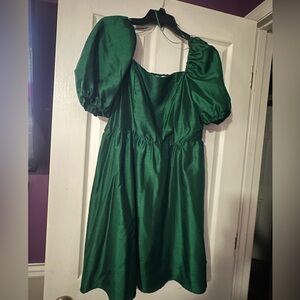 Copper Key Green Puff Sleeve Dress